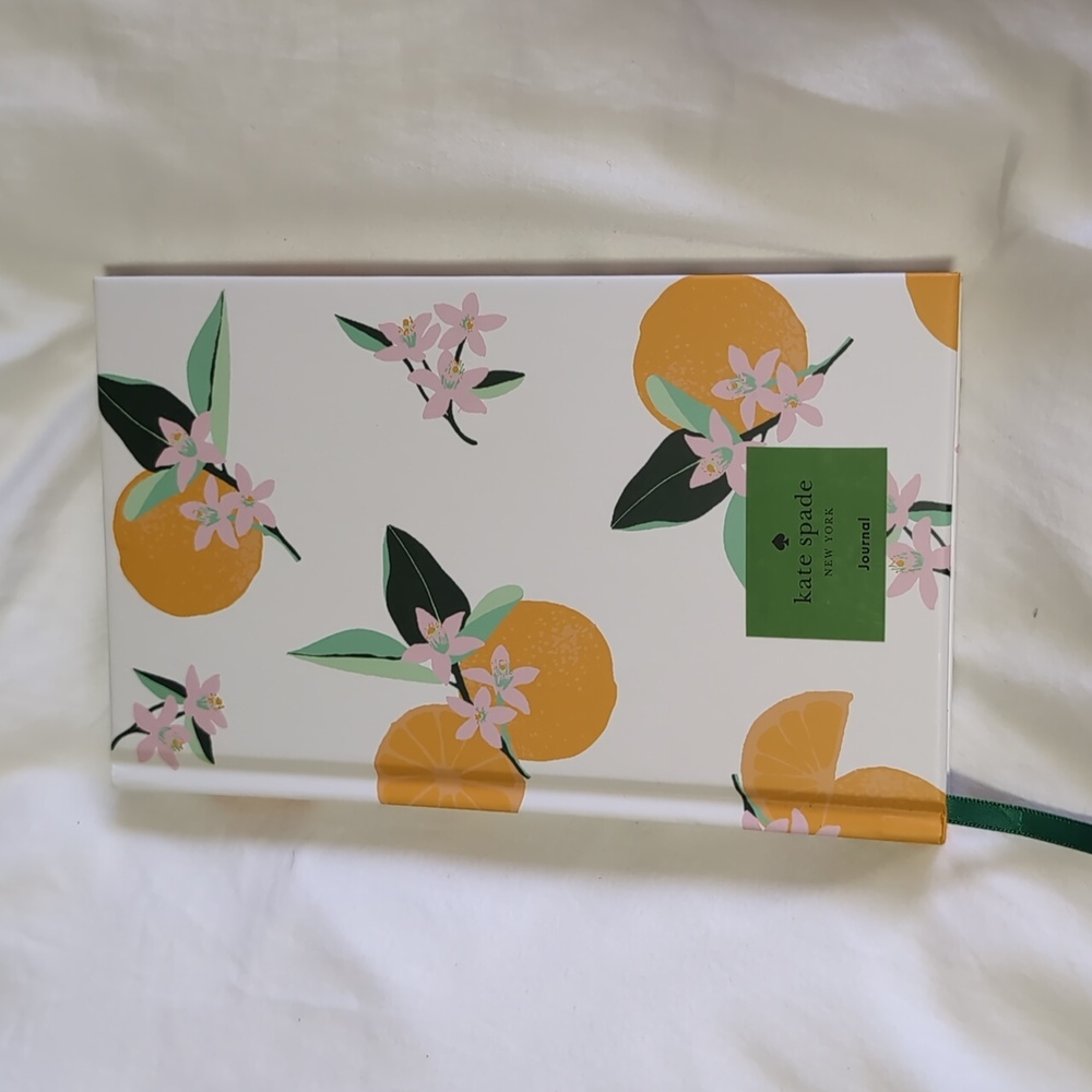 Kate Spade Orange Toss Hardback Journal White & Orange Floral And Orange Pattern